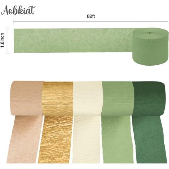 Wedding Party Decorations, 5 Rolls Olive Green Brown Crepe Paper Streamers - Picture 2 of 6